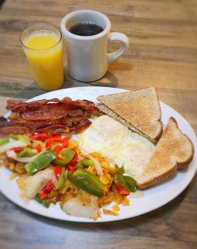 Two eggs any style breakfast at Raptis Family Restaurant Warren Ohio